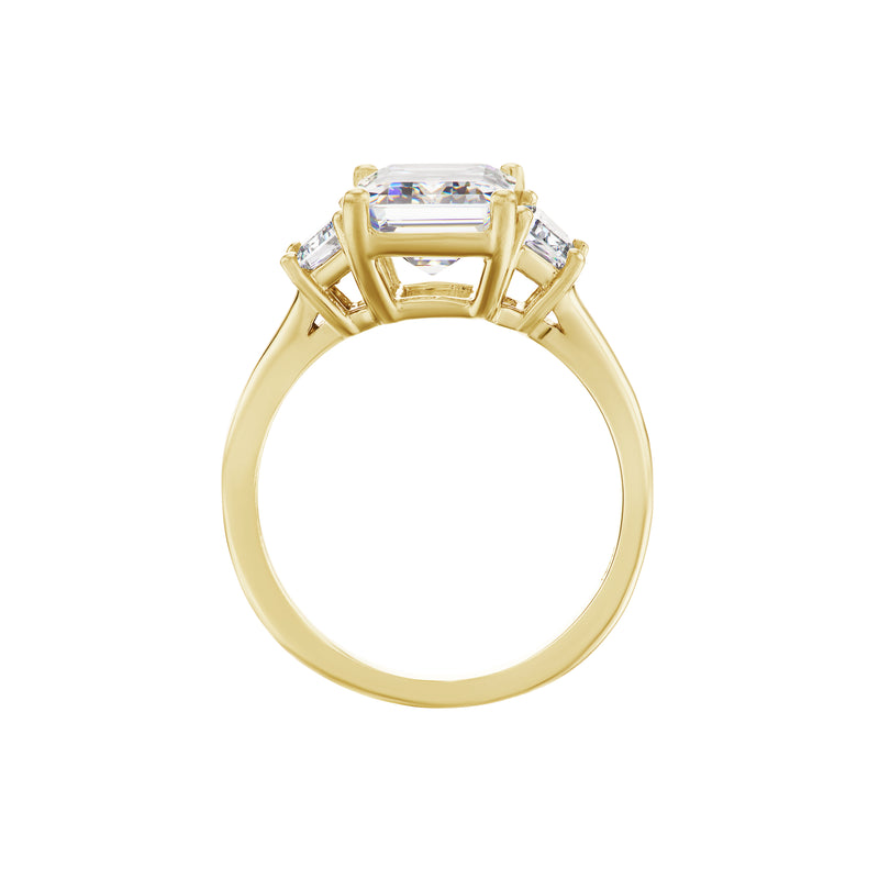 emerald cut trapezoid yellow gold ring side view