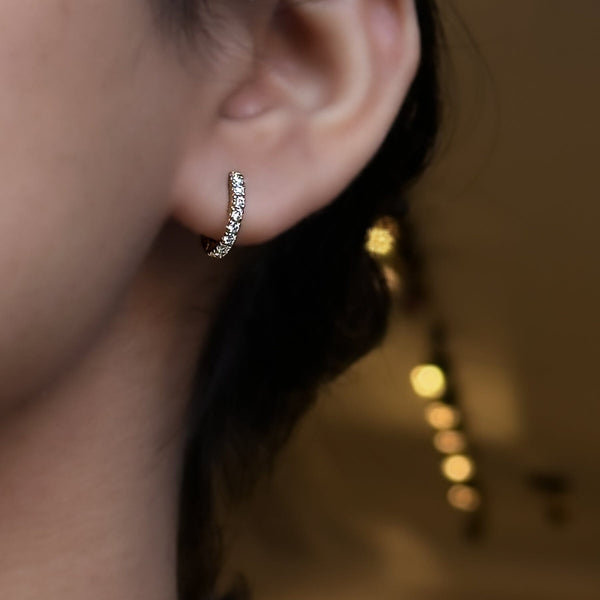 Diamond Huggie Earring in Rose Gold