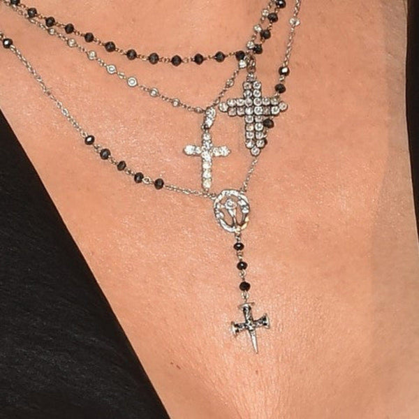 Black Diamond Rosary Necklace | Edgy Unique Designs NYC