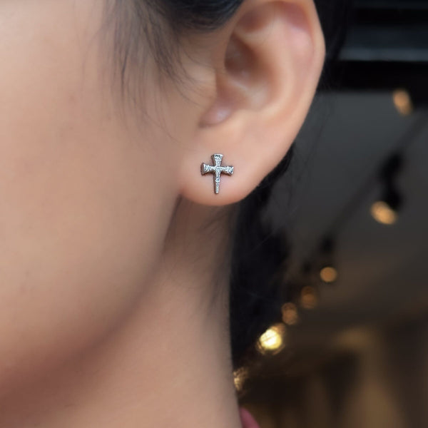 Cross earrings sale men diamond