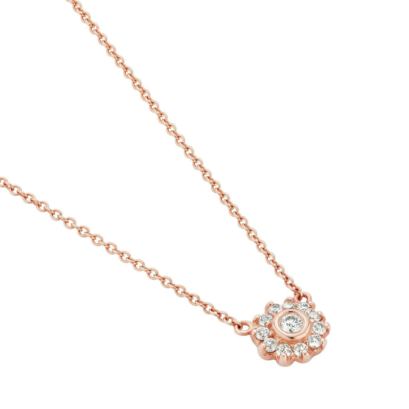 Diamond Cluster Necklace Rose Gold