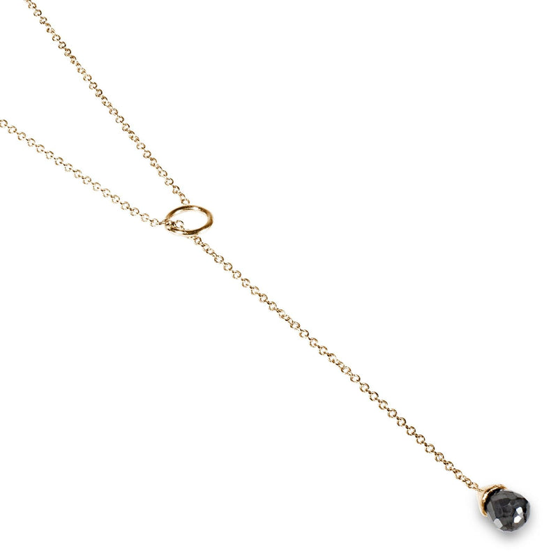 Black Diamond Lariat Necklace Rose Gold