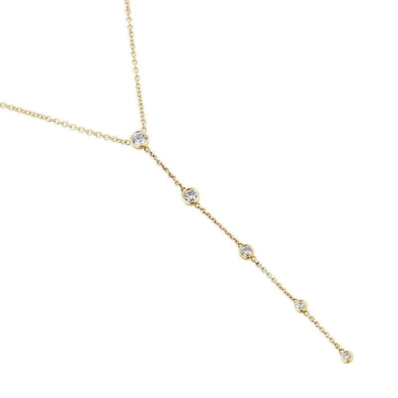 Yellow Gold Diamond Drop chain Necklace 