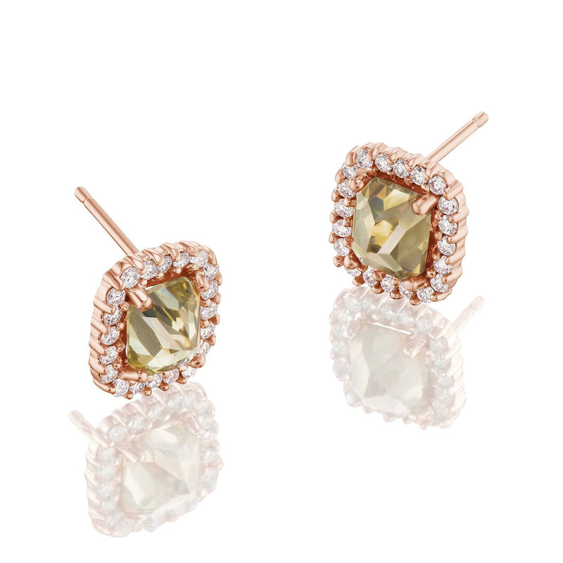 Halo diamond earrings rose gold 