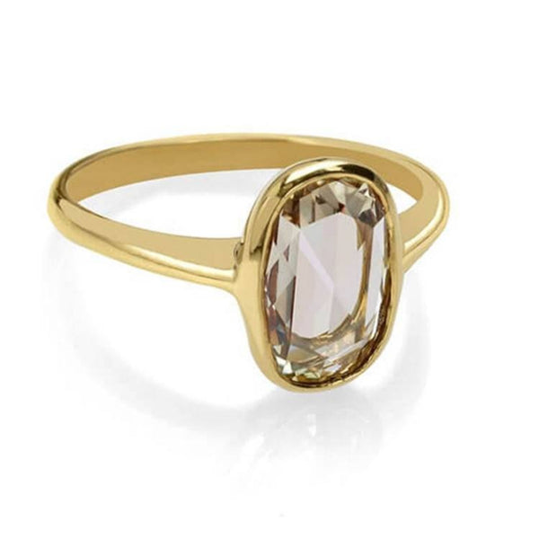 Oval rose cut diamond engagement ring