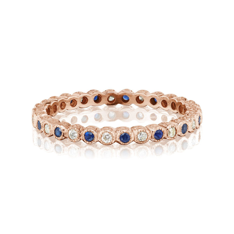 Sapphire and Diamond Vintage Band Rose Gold