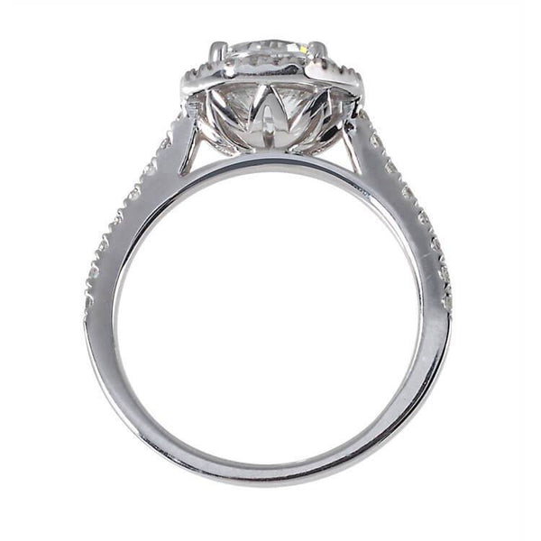 unique halo engagement ring side view
