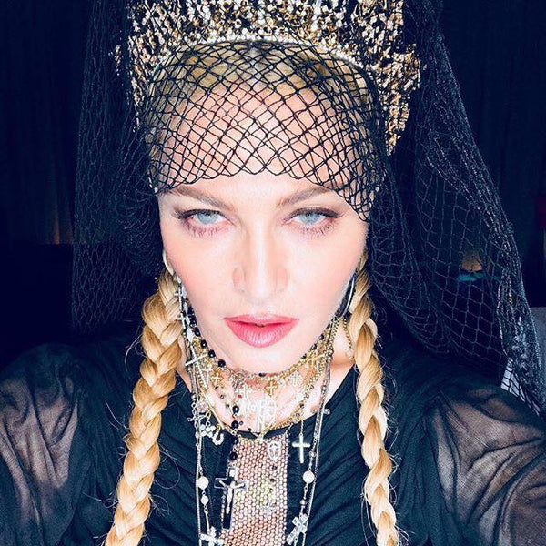Madonna Rockin Catherine Angiel rosary necklace at the Met Gala 2018 ball 