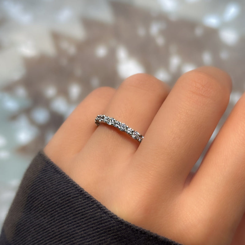 Shared Prong Eternity Band in White gold