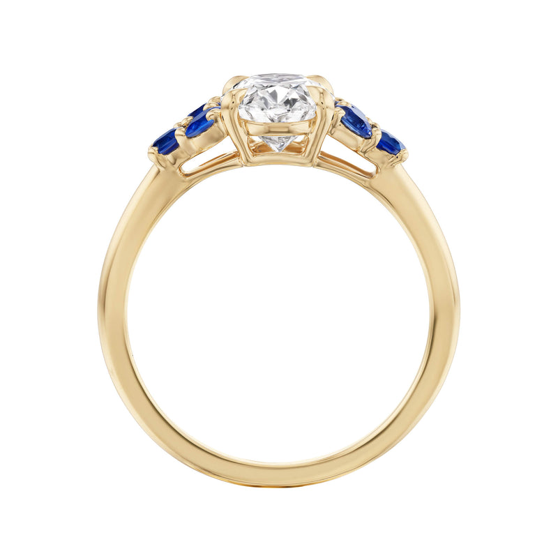 Oval Diamond Sapphire Engagement Ring