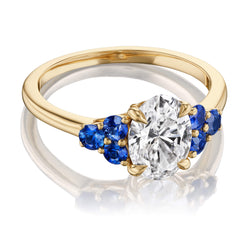 Oval Diamond Sapphire Engagement Ring