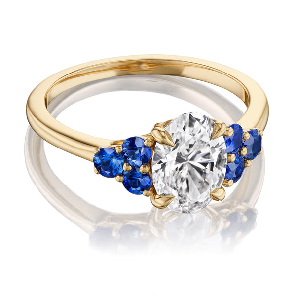 Oval Diamond Sapphire Engagement Ring