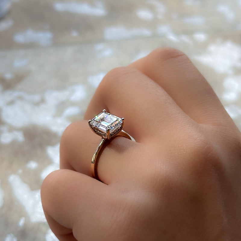 Emerald Trellis Solitaire Diamond Engagement Ring