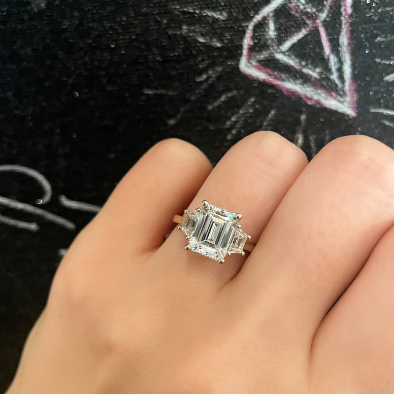 Emerald Cut Trapezoid Engagement Ring