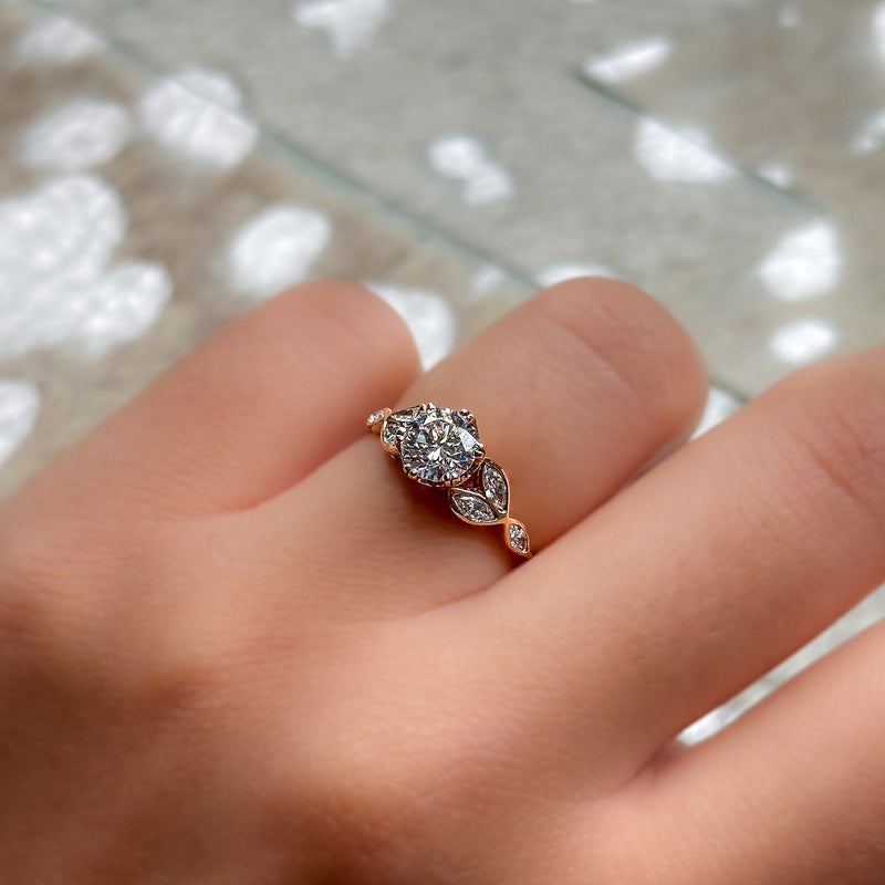 Vintage Engagement Ring with Leaf Design