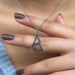 Initial A Black Diamond Pendant