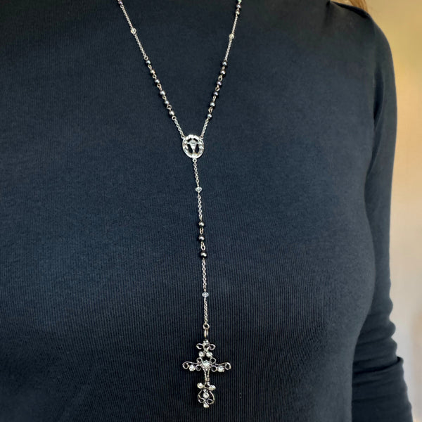 Black Pearl Rosary Necklace