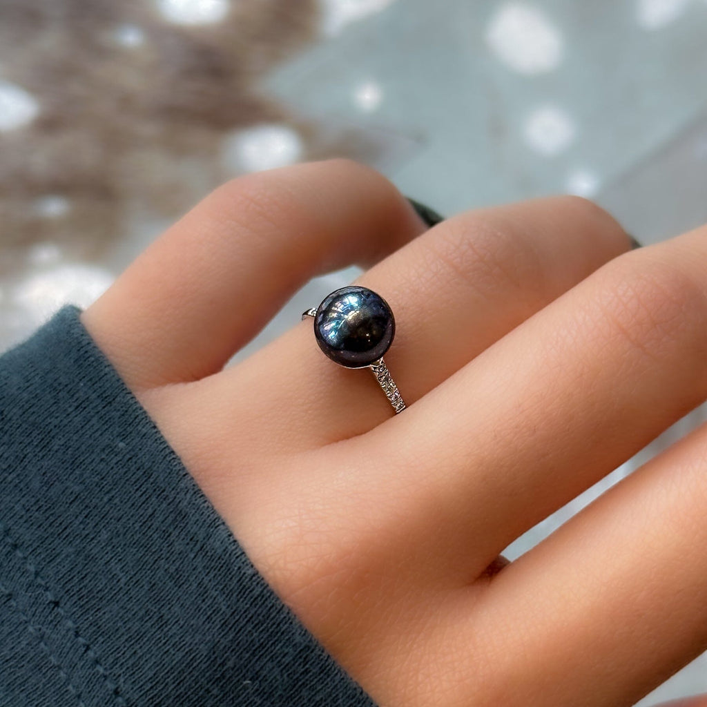 Pearl and black on sale diamond ring