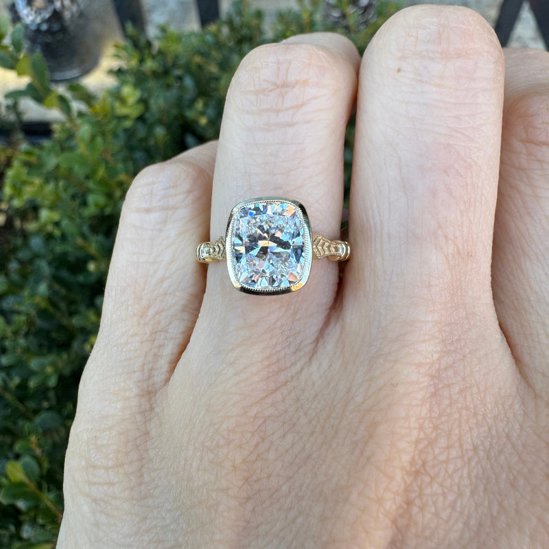 Elongated Cushion Cut Engagement Ring