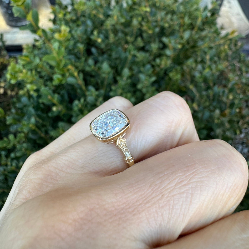 Elongated Cushion Cut Engagement Ring