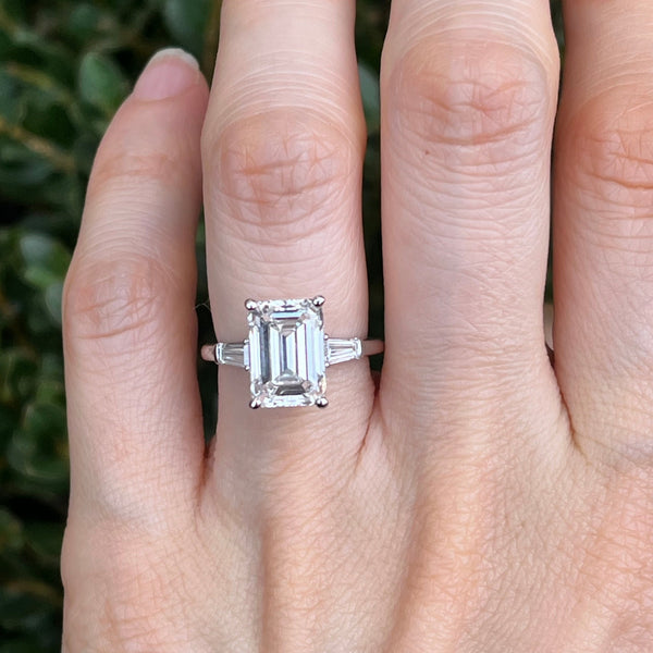 Emerald Cut Baguette Cathedral Ring