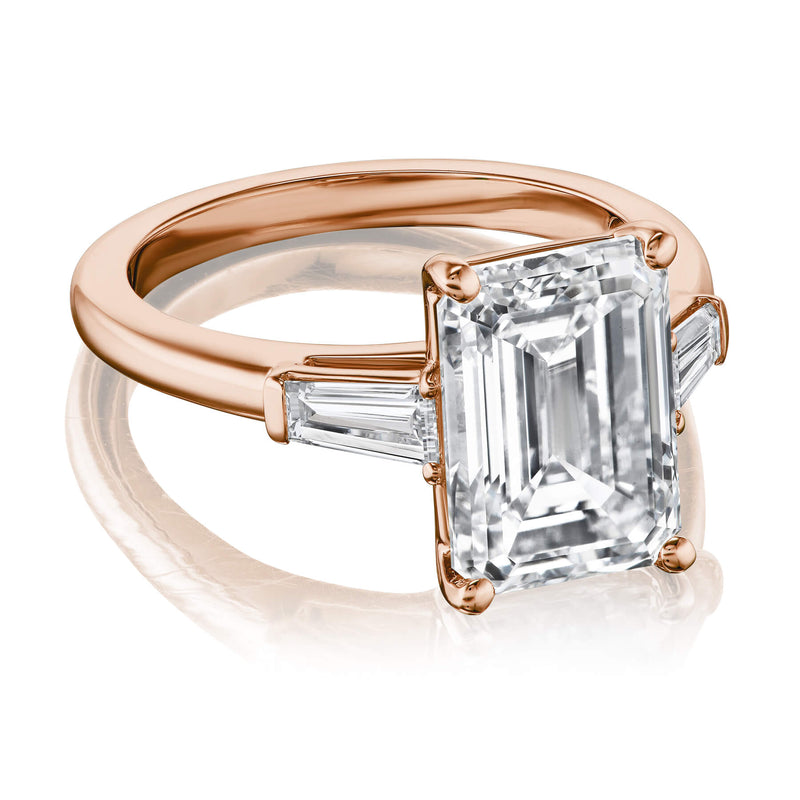 Emerald Cut Baguette Cathedral Ring