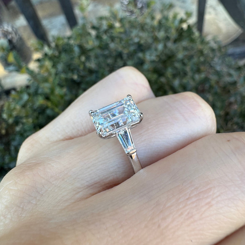 Emerald Cut Baguette Cathedral Ring