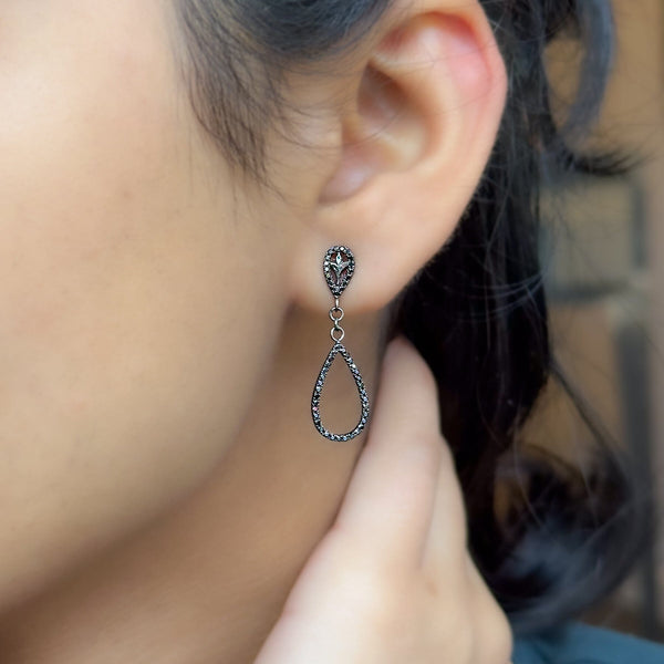 black diamond delicate earrings