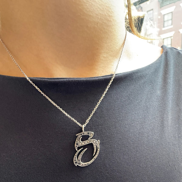 Black Diamond S Initial Pendant