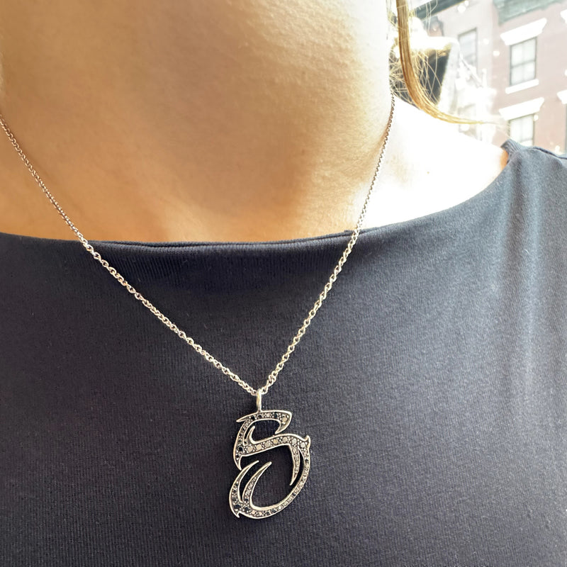 Black Diamond S Initial Pendant