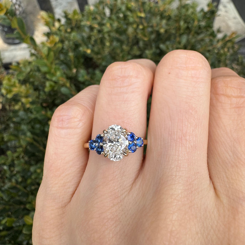 Oval Diamond Sapphire Engagement Ring