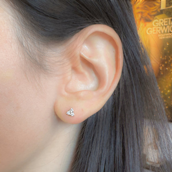 Three Stone Diamond Studs