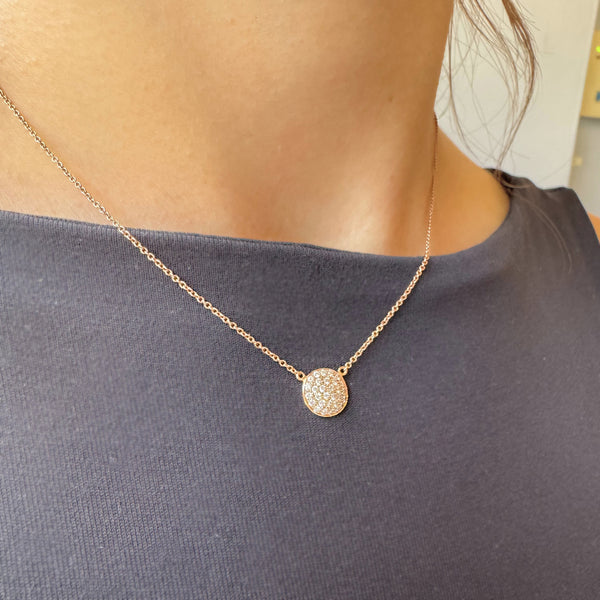 Diamond Pave Disk Necklace