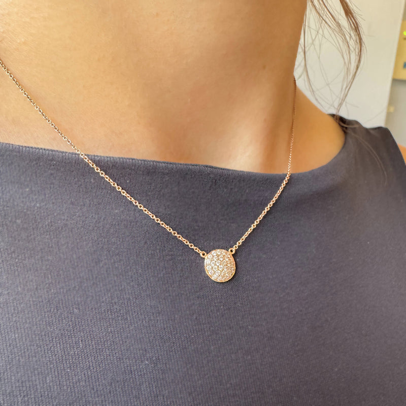 Diamond Pave Disk Necklace