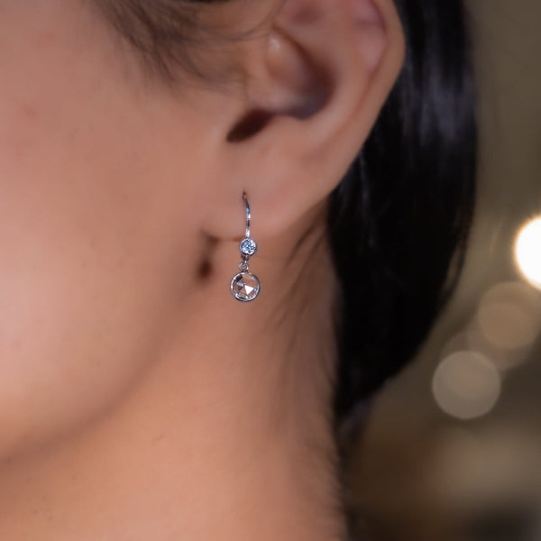 rose cut diamond drop earrings 