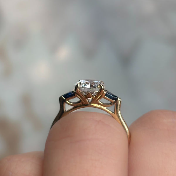 Diamond and Sapphire Engagement Ring