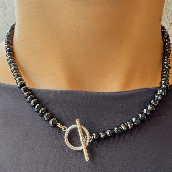 Black Spinel Toggle Necklace
