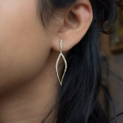 Pave Diamond Drop Earrings in yellow gold