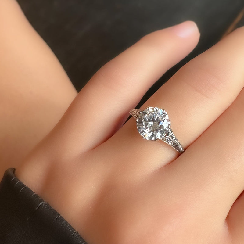 Pompeii3 1ct Three Stone Vintage Engagement Unique Ring With Accents 14k  White Gold : Target