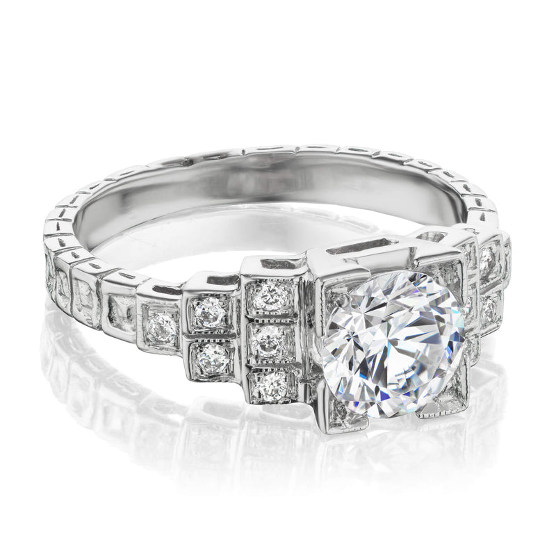 Handcrafted Art Deco Style Engagement Ring