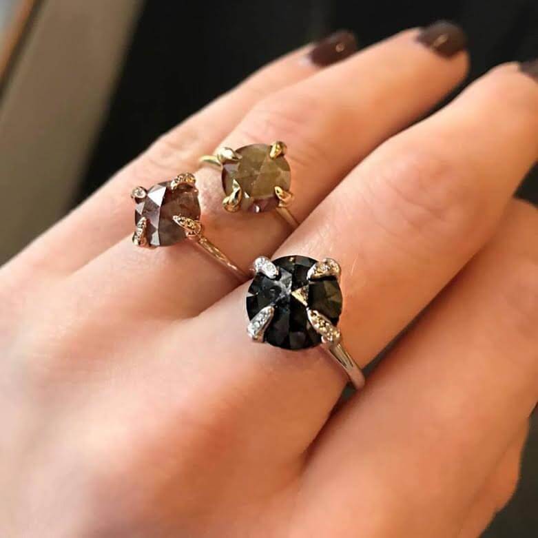 Unique Grey Diamond Engagement Ring
