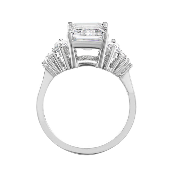 3CT Emerald Cut Diamond Deco Engagement Ring