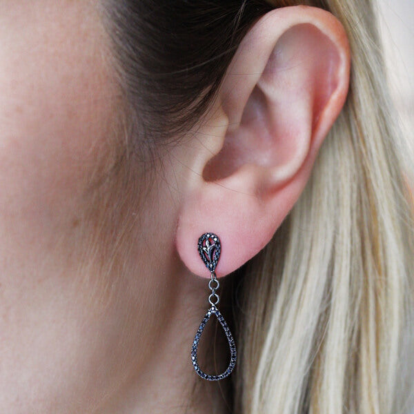 Vintage style black diamond earrings