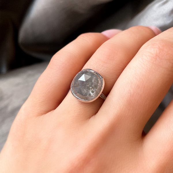 Grey and White Diamond Ring