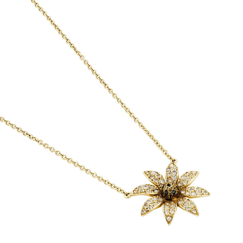 Diamond Flower Necklace Yellow Gold