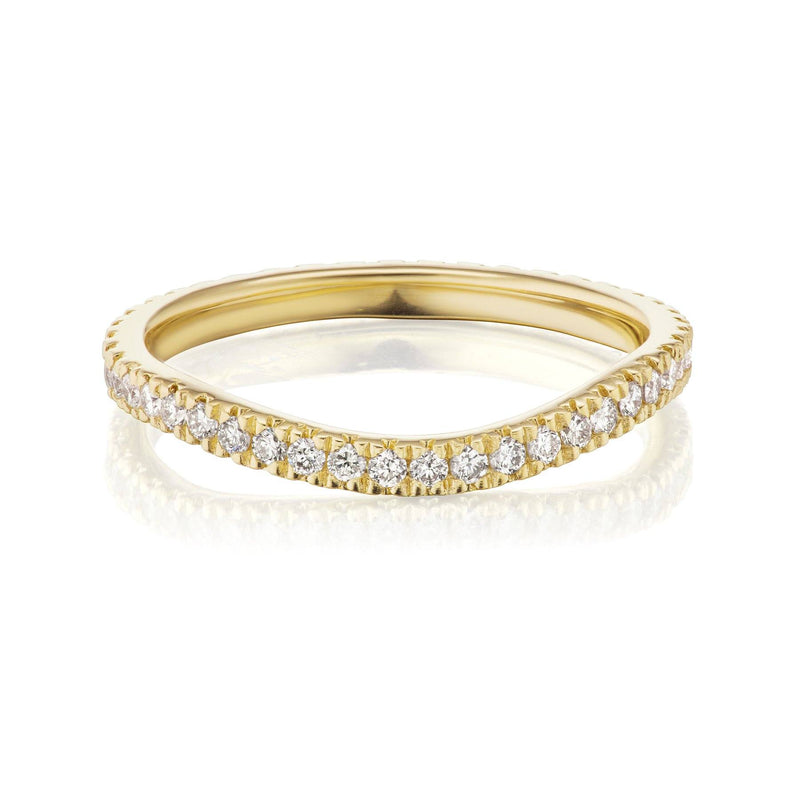 Curved Diamond Nesting Band Yellow Gold
