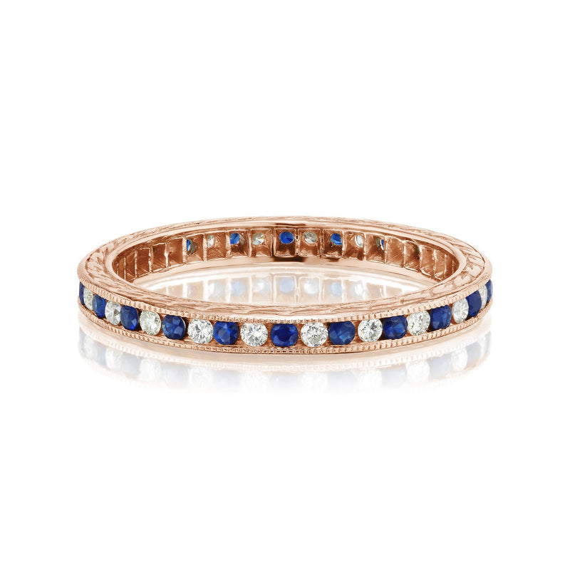 Alternating Sapphire and Diamond Band in Rose Gold