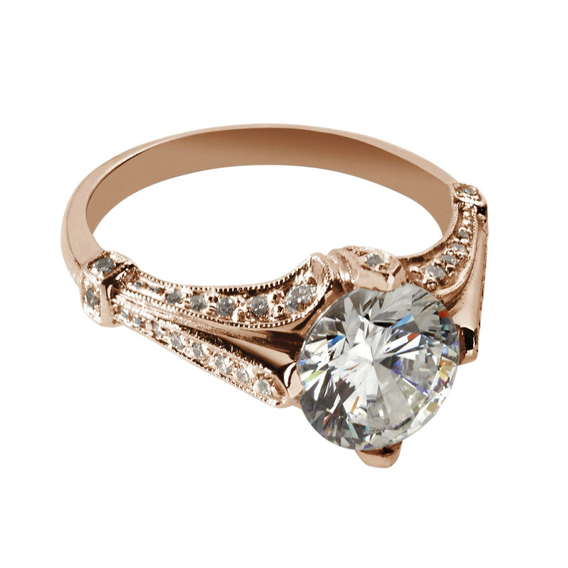 rose gold antique style engagement ring