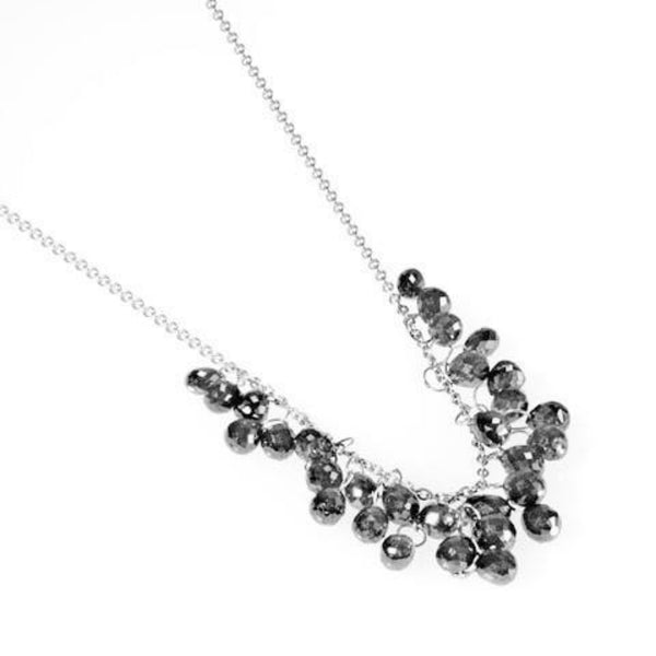 Black diamond briolette cluster necklace