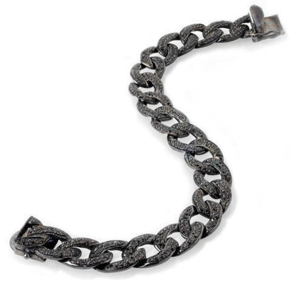 Edgy black diamond pave link bracelet